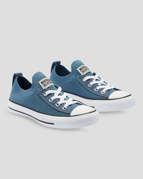 Converse Chuck Taylor All Star Shoreline Knit Glitter Blå Sko Danmark - Converse Lave Sneakers Dame